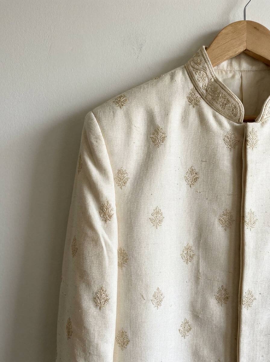 Cream and gold sherwani, chest 42 · Excellent