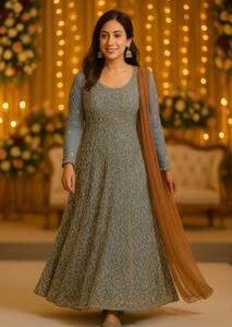 Hand-Embroidered Blue Anarkali Suit