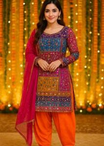 ✨ Vibrant Mirrorwork Anarkali Set ✨