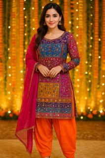 ✨ Vibrant Mirrorwork Anarkali Set ✨