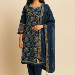 Navy Blue Everyday Embroidered Outfit