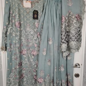 4 peice - sage Dress with Sharara and dupatta