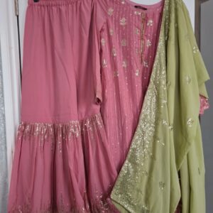 Rose pink gharara 3 peice suit