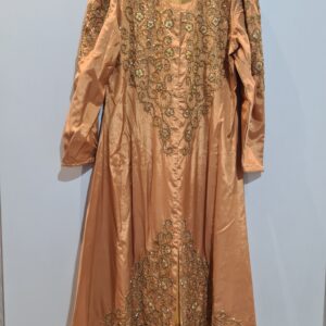 Gold silk dress with salwar and dupatta