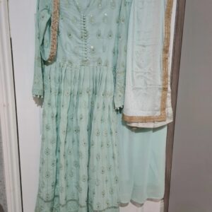 Anarkali dress with palazzo trousers and matching dupatta